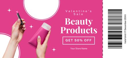 Discounts on Beauty Products for Women on Valentine's Day Coupon 3.75x8.25in Design Template