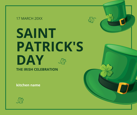 St. Patrick's Day Holiday Party with Green Hats Facebook Design Template