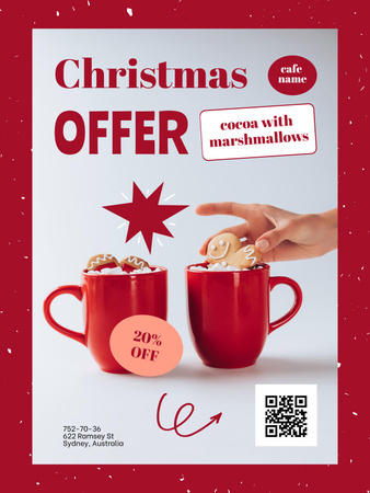Designvorlage Kakao mit Marshmallows Angebot zu Weihnachten für Poster 36x48in