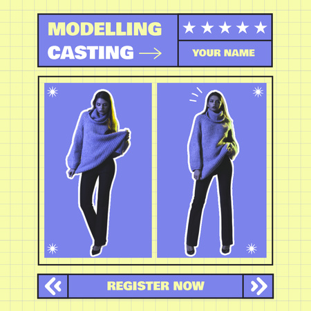 Collage with Photos of Women for Casting Instagram Design Template