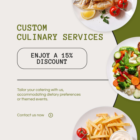 Oferta de Serviços Culinários Personalizados com Desconto Instagram Modelo de Design
