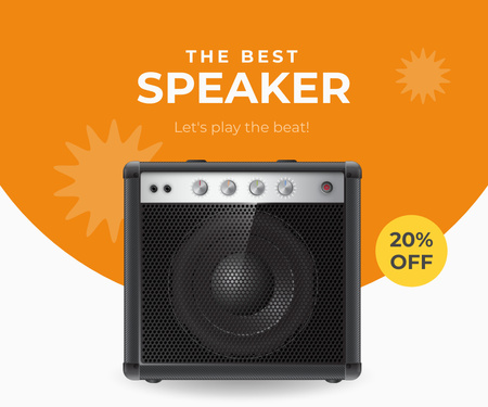 Best Music Speaker Discount Offer Large Rectangle Πρότυπο σχεδίασης