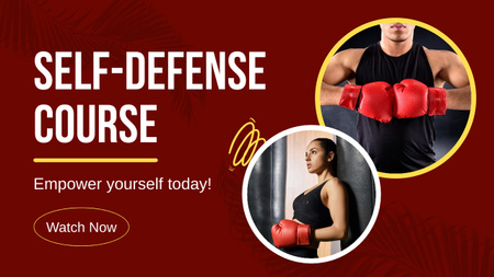 Online Martial Arts Self-Defense Course Youtube Thumbnail Design Template
