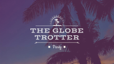 Modèle de visuel Summer Beach Palm Trees at sunset - FB event cover