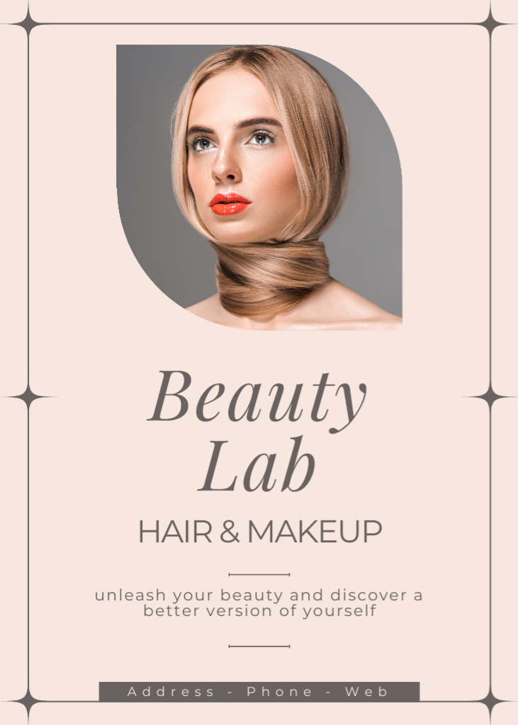 Platilla de diseño Beauty Studio Offer with Young Woman with Hair Around Neck Flayer