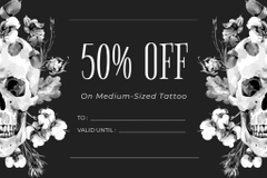 Skull In Flowers And Tattoo Studio Service Offer