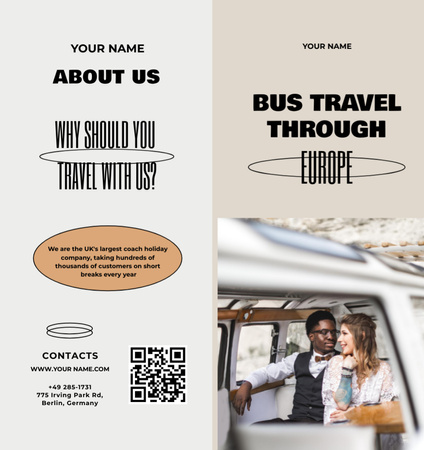 Plantilla de diseño de Encantadora oferta de viajes en autobús para parejas Brochure Din Large Bi-fold 