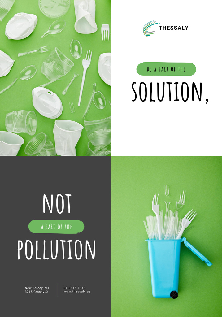 Modèle de visuel Disposable Tableware's Contribution to Plastic Waste Discussion - Poster 28x40in
