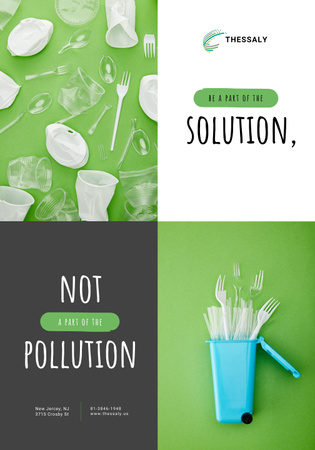 műanyag hulladék koncepció eldobható evőeszközökkel Poster 28x40in tervezősablon