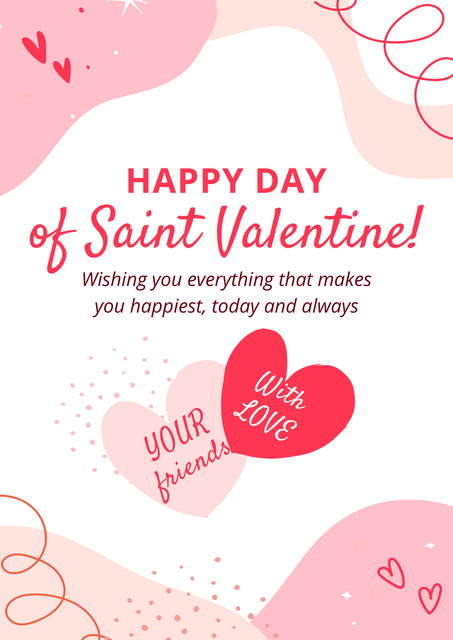 Modèle de visuel Valentine's Greeting with Pink and Red Heart - Poster