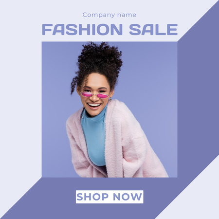 New Collection Sale with Stylish Smiling African American Woman Instagram Design Template