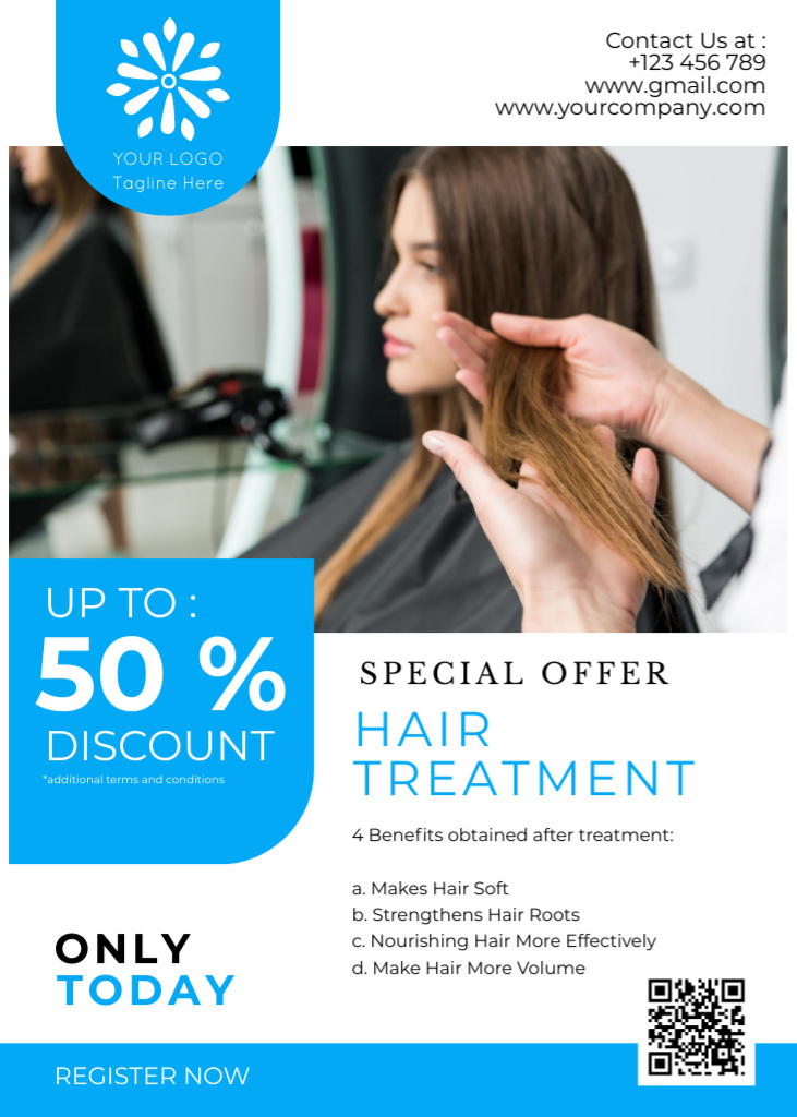 Special Offer for Hair Treatment Flayer Design Template
