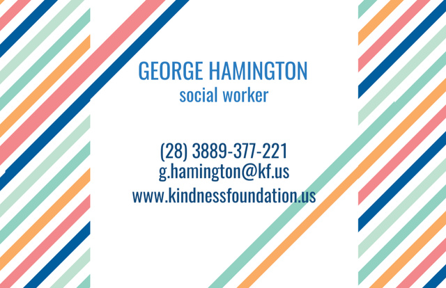 Contact Information of Social Worker Business Card 85x55mm Πρότυπο σχεδίασης