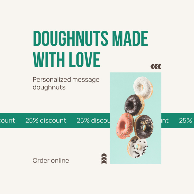 Offer of Doughnuts Made with Love Instagramデザインテンプレート