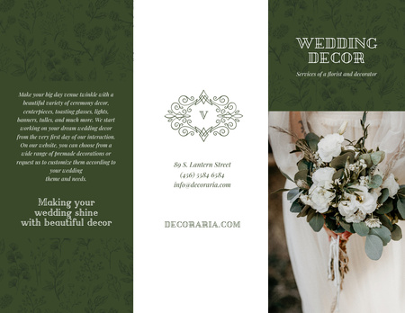 Wedding Decor Service Offer with Bouquet of Tender Flowers Brochure 8.5x11in Design Template