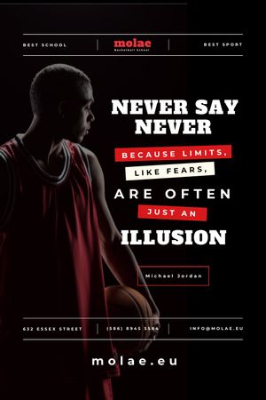 Sports Quote with Basketball Player with Ball Tumblr Design Template