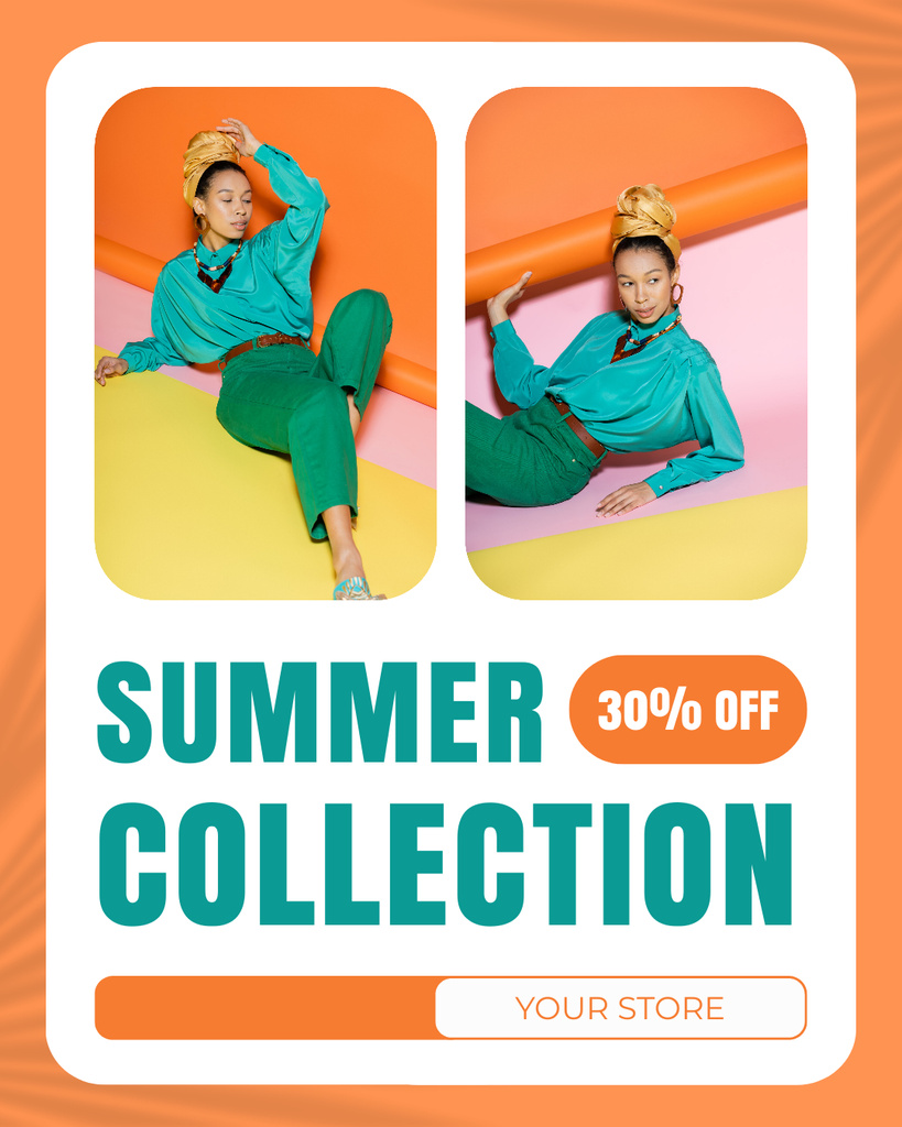 Designvorlage Summer Collection of Bright Stylish Clothing für Instagram Post Vertical