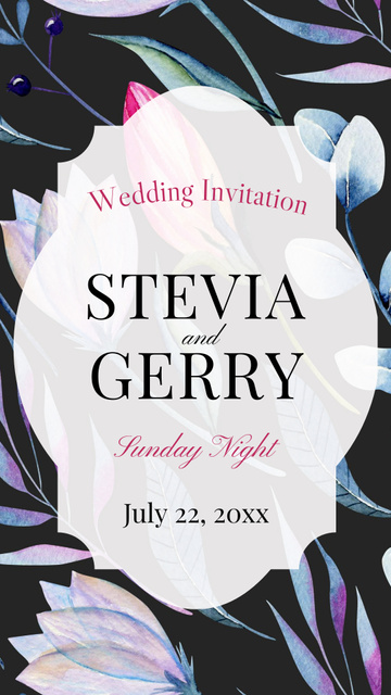 Elegant Wedding Announcement With Art Floral Pattern Instagram Story Tasarım Şablonu