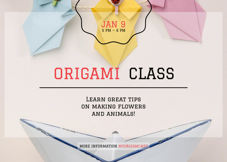 Professional Origami Classes With Paper Garland Flyer 5x7in Horizontal Design Template