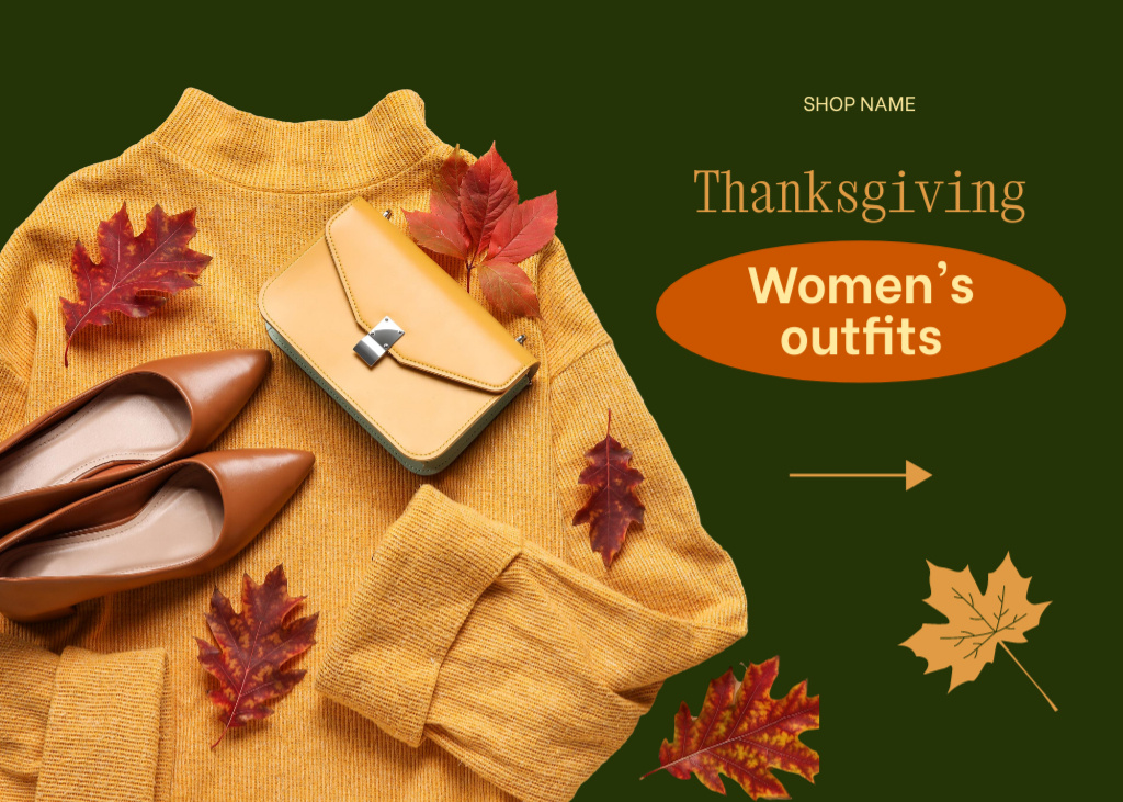Thanksgiving Women's Fashion Collection Offer Flyer 5x7in Horizontalデザインテンプレート