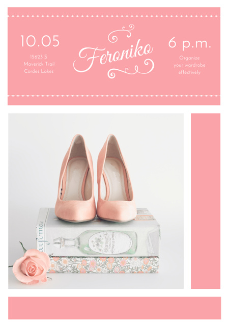 Fashion Event Announcement with Pink Female Shoes Poster 28x40in Design Template