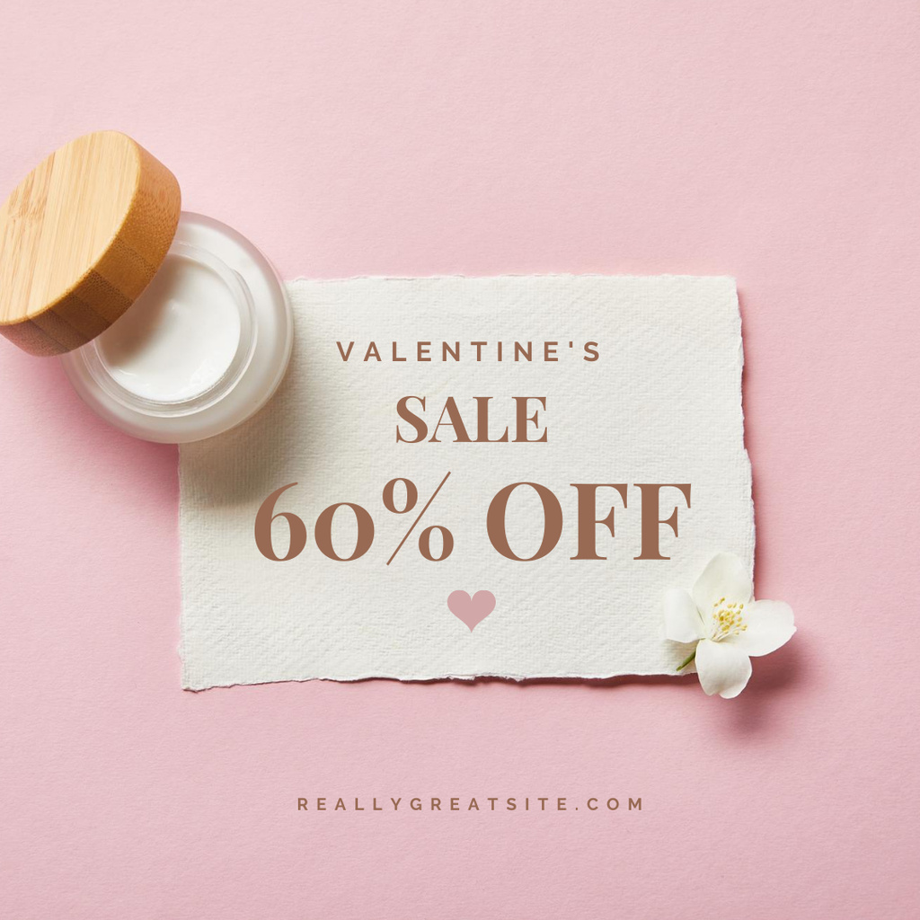 White Cream Sale Ad for Valentine's Day Instagram Tasarım Şablonu
