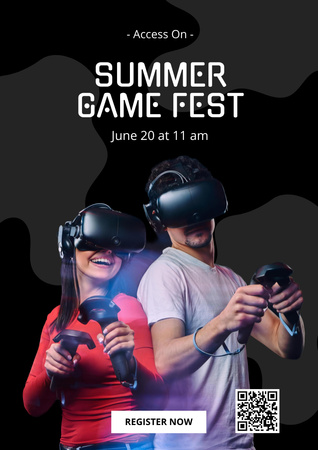 Gaming Festival Announcement with Couple Poster A3 Design Template