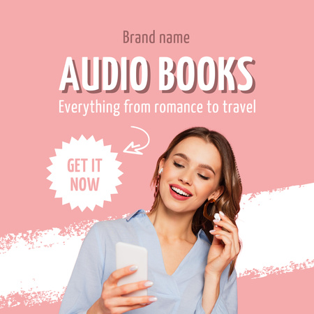 Audio books romance Instagram Design Template
