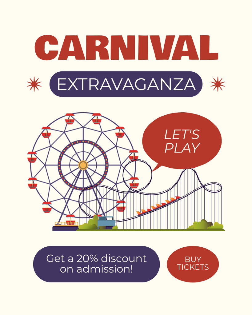 Enjoyable Entertainment At Carnival With Discounts Instagram Post Verticalデザインテンプレート