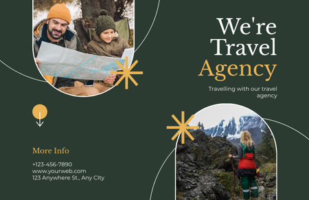 Travel Agency Offers of Hiking and Active Recreation for Families Thank You Card 5.5x8.5in Design Template