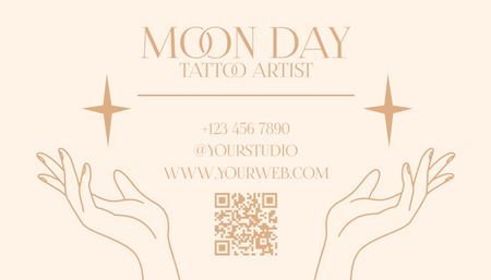 hold és csillagok tetoválás artist services Business Card US tervezősablon