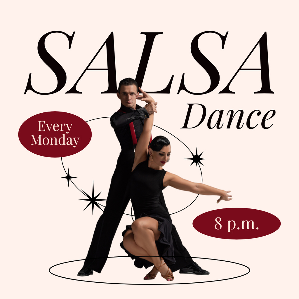 Plantilla de diseño de Classes with Salsa Dance with Passionate Couple Instagram 