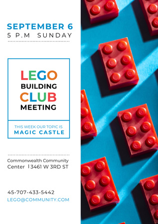Toys Building Club Meeting with Constructor Bricks Poster Design Template