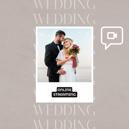 Wedding Announcement with Happy LGBT Couple on Phonescreen Instagram Design Template