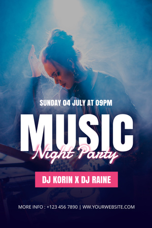 Woman playing on Night Music Party Pinterest Design Template