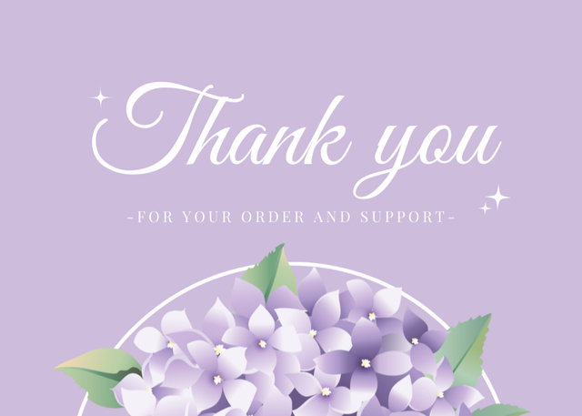 Template di design Thank You For Your Purchase Message with Lilac Flowers Postcard 5x7in