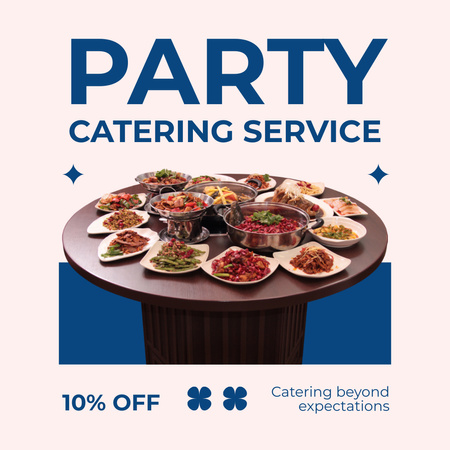 Designvorlage Anzeige für Party-Catering-Dienste mit verschiedenen Snacks für Instagram