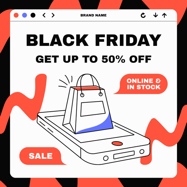 Cyber Sale on Black Friday Instagram Šablona návrhu