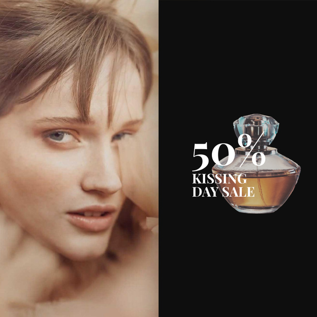 Special Offer Beautiful Tender Woman with Perfume Bottle Animated Post Modelo de Design