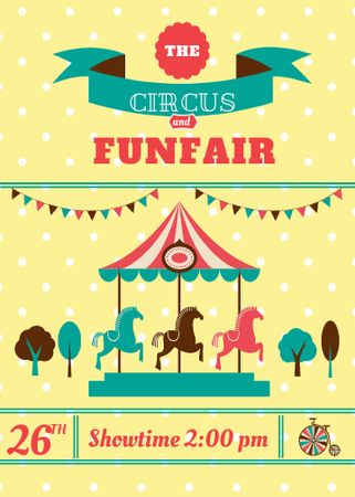 Circus and funfair invitation with Carousel Invitation Design Template
