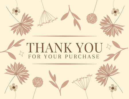 Děkujeme za vaši zprávu o nákupu s ručně kreslenými květinami Thank You Card 5.5x4in Horizontal Šablona návrhu