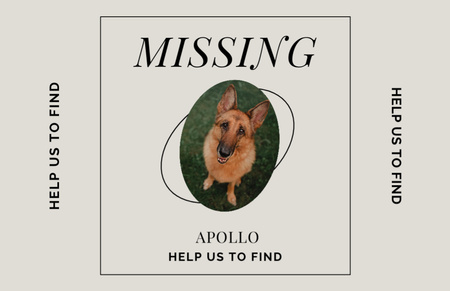 Lost Dog Information with German Shepherd on Green Grass Flyer 5.5x8.5in Horizontal Design Template