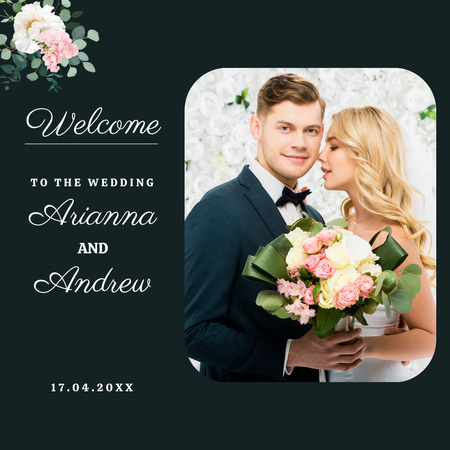 Wonderful Florals And Wedding Ceremony Announcement Instagram Design Template