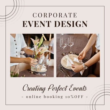 Collage with Table Settings for Corporate Event Instagram AD Design Template