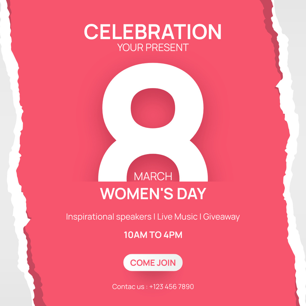 International Women's Day Celebration Invitation Instagram Πρότυπο σχεδίασης