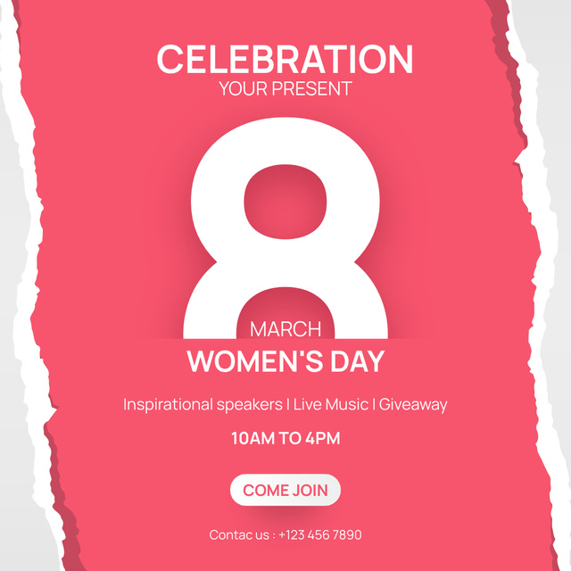 International Women's Day Celebration Invitation Instagram Tasarım Şablonu