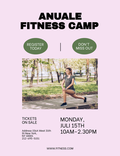 Designvorlage Don't Miss Annual Fitness Camp für Poster 8.5x11in