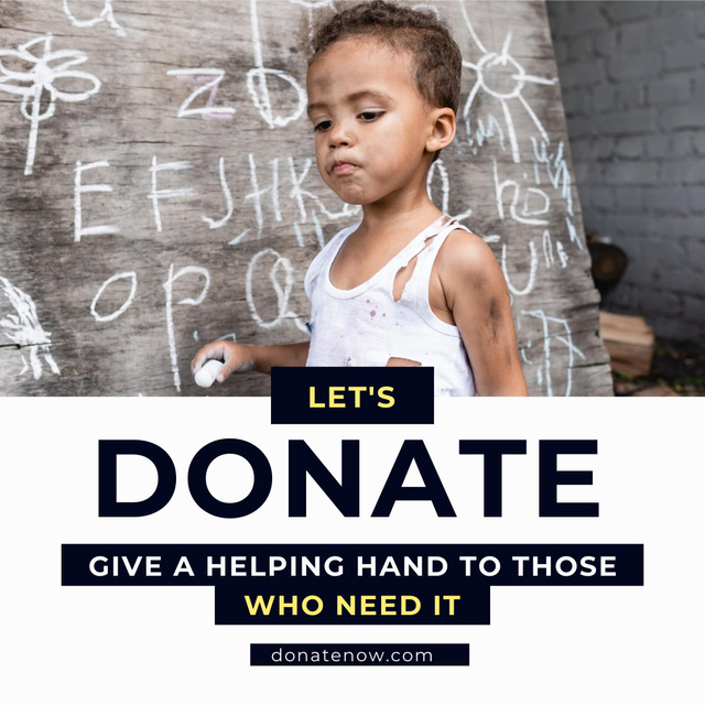 Charity Action Announcement with African Kid Instagram Design Template