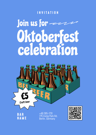 Rousing Oktoberfest Celebration Announcement In Blue Invitation Πρότυπο σχεδίασης