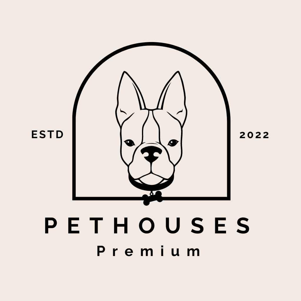 Pet Shop Advertisement with French Bulldog Logo Design Template